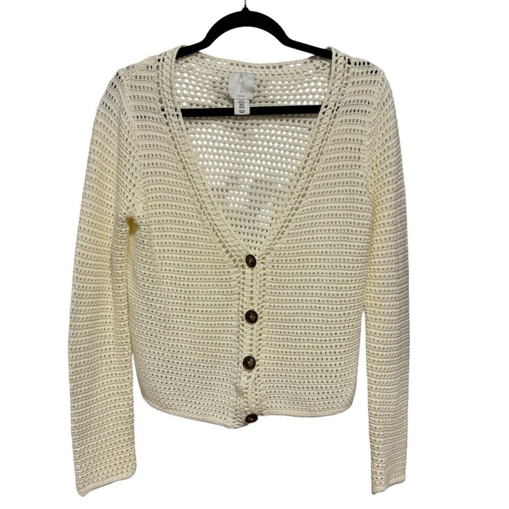Revolve Joie Open Knit Stitch Crochet Cream White Cardigan - Picture 2 of 8